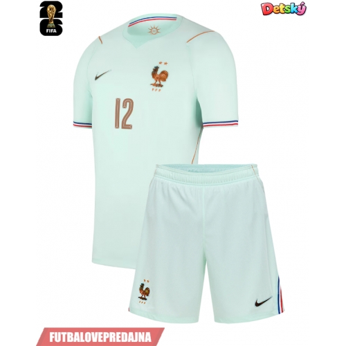 Lacne Dětský Futbalové dres Francúzsko Bradley Barcola #12 MS 2026 Krátky Rukáv - Preč (+ trenírky)